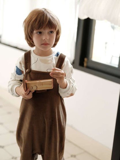 オーバーオール オーバーオール ベロア調 コットン 股下スナップ キッズサロペット【mh0011550】