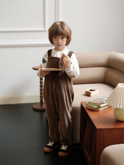 オーバーオール オーバーオール ベロア調 コットン 股下スナップ キッズサロペット【mh0011550】