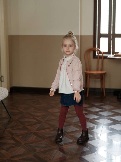 カーディガン・パーカー 長袖カーディガン 刺繍 ピコレース パフスリーブ ニット【mh0011551】