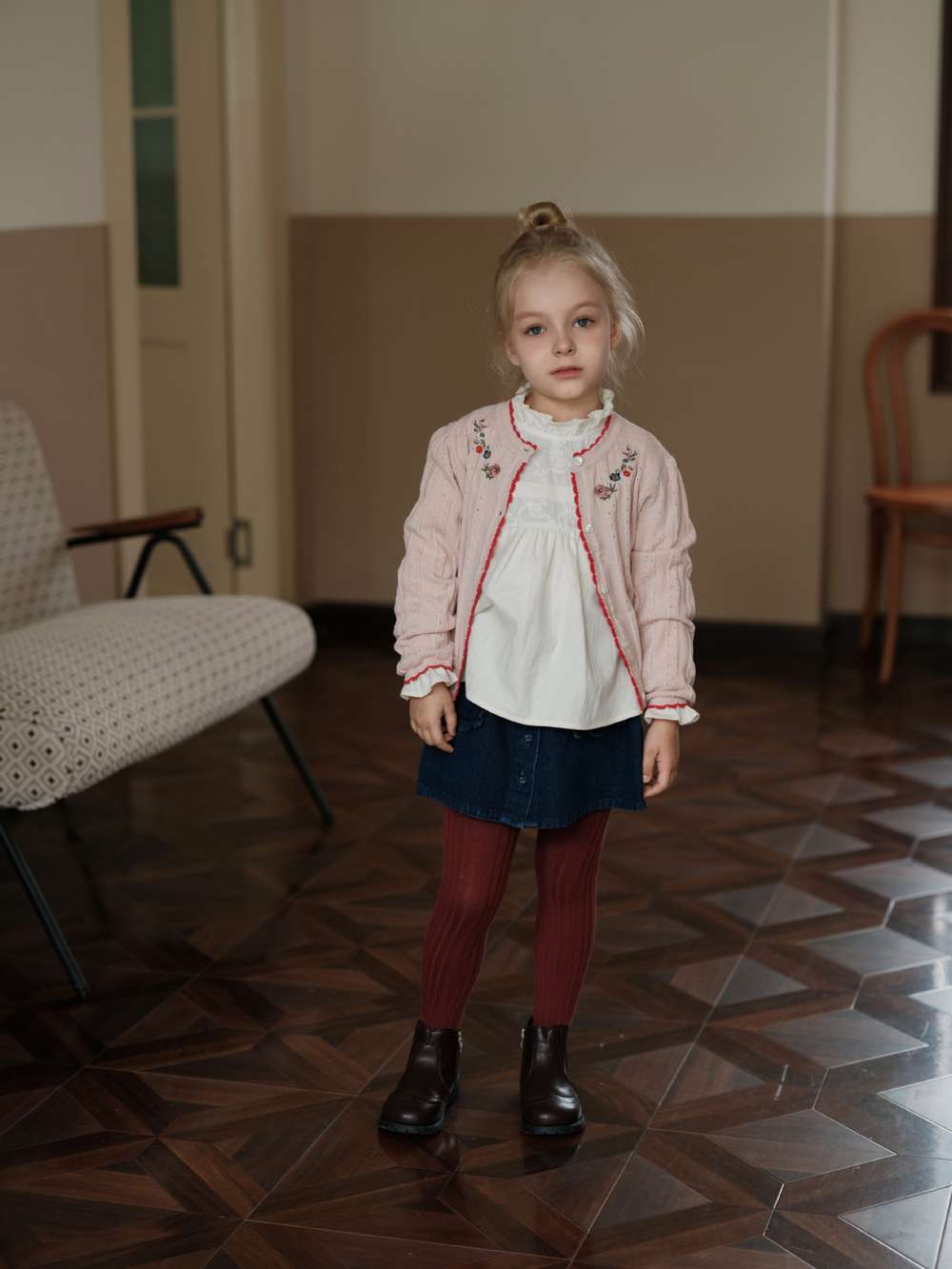 カーディガン・パーカー 長袖カーディガン 刺繍 ピコレース パフスリーブ ニット【mh0011551】