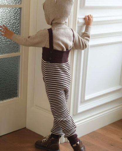 サロペットパンツ・サスペンダーパンツ ニットサロペット ボーダー サスペンダーパンツ オーバーオール【mh0011555】