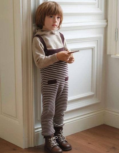 サロペットパンツ・サスペンダーパンツ ニットサロペット ボーダー サスペンダーパンツ オーバーオール【mh0011555】