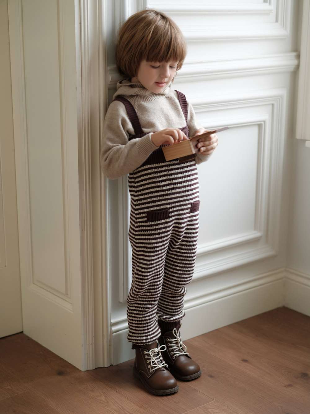 サロペットパンツ・サスペンダーパンツ ニットサロペット ボーダー サスペンダーパンツ オーバーオール【mh0011555】