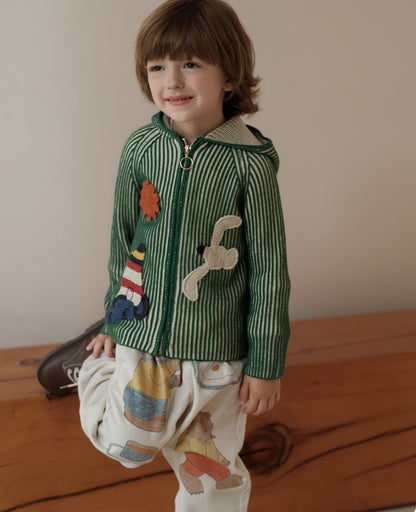 カーディガン・パーカー ニットカーディガン アップリケ フード付き キッズ【mh0011558】