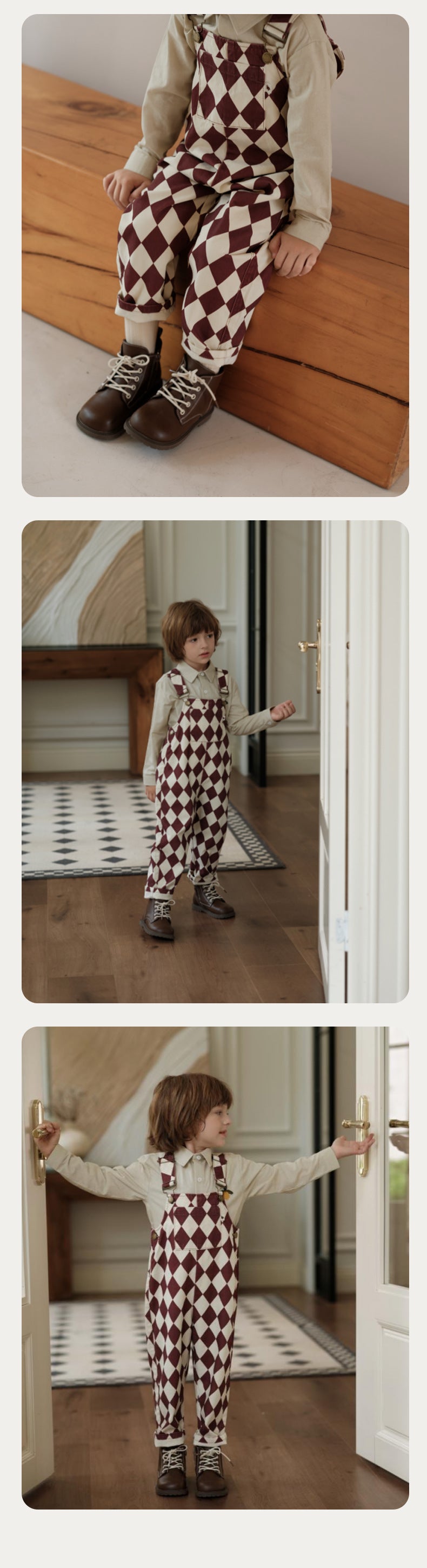 オーバーオール オーバーオール アーガイル柄 サロペット キッズ ベビー【mh0011565】