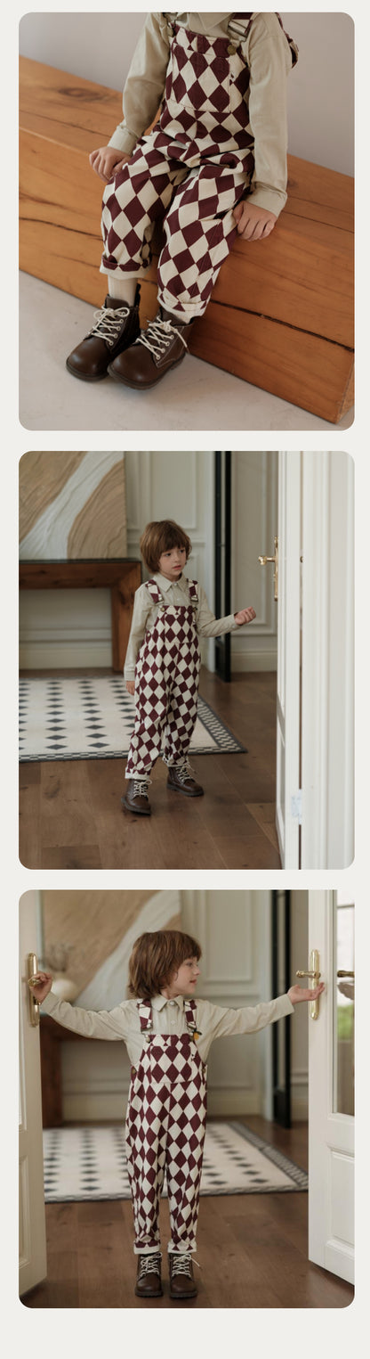 オーバーオール オーバーオール アーガイル柄 サロペット キッズ ベビー【mh0011565】