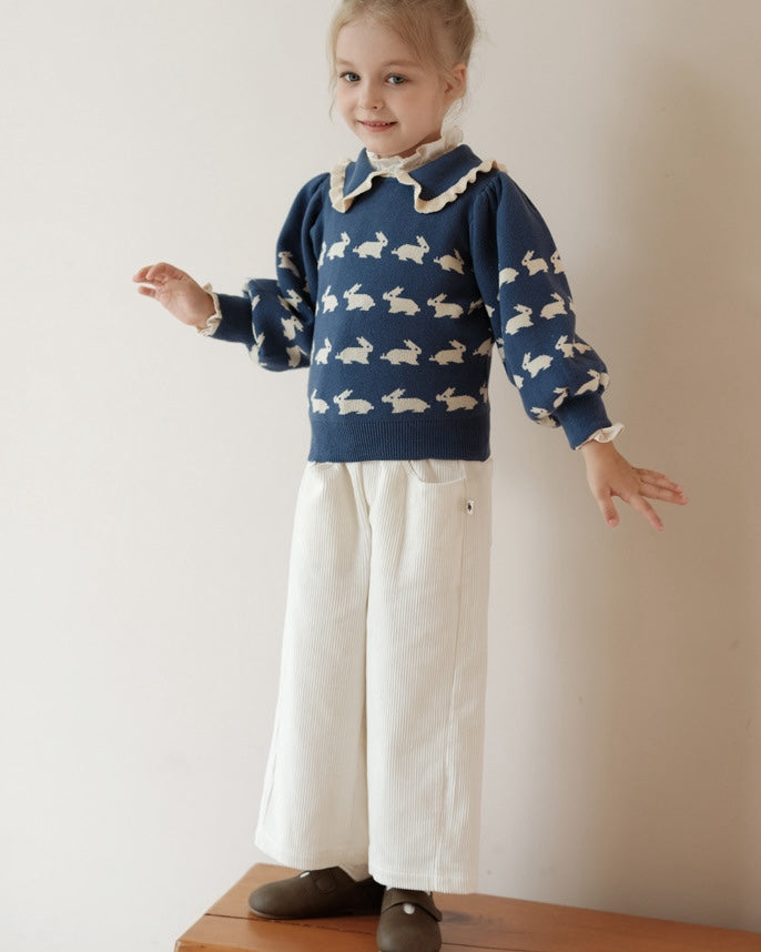 ロングパンツ・スウェットパンツ ワイドパンツ コーデュロイ ニュアンスカラー キッズ ボトムス【mh0011570】