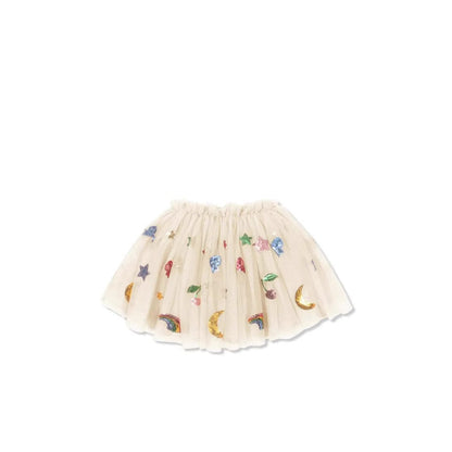 半袖セットアップ スパンコールチェリー半袖パフスリーブTシャツ/チュールスカート【mh0009414】