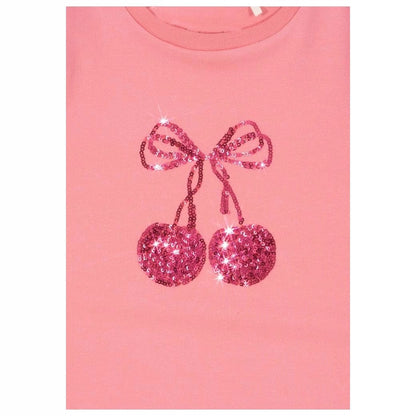 半袖セットアップ スパンコールチェリー半袖パフスリーブTシャツ/チュールスカート【mh0009414】