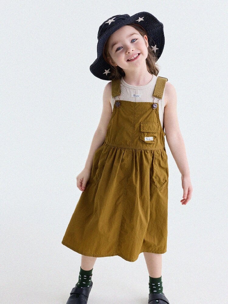 Multi Pocket Layering Bib Skirt ワークテイスト サロペットワンピース【mh0013188】 yunerma ノースリーブワンピース