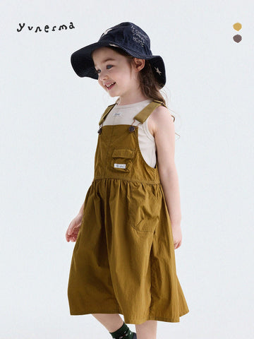 Multi Pocket Layering Bib Skirt ワークテイスト サロペットワンピース【mh0013188】 yunerma ノースリーブワンピース