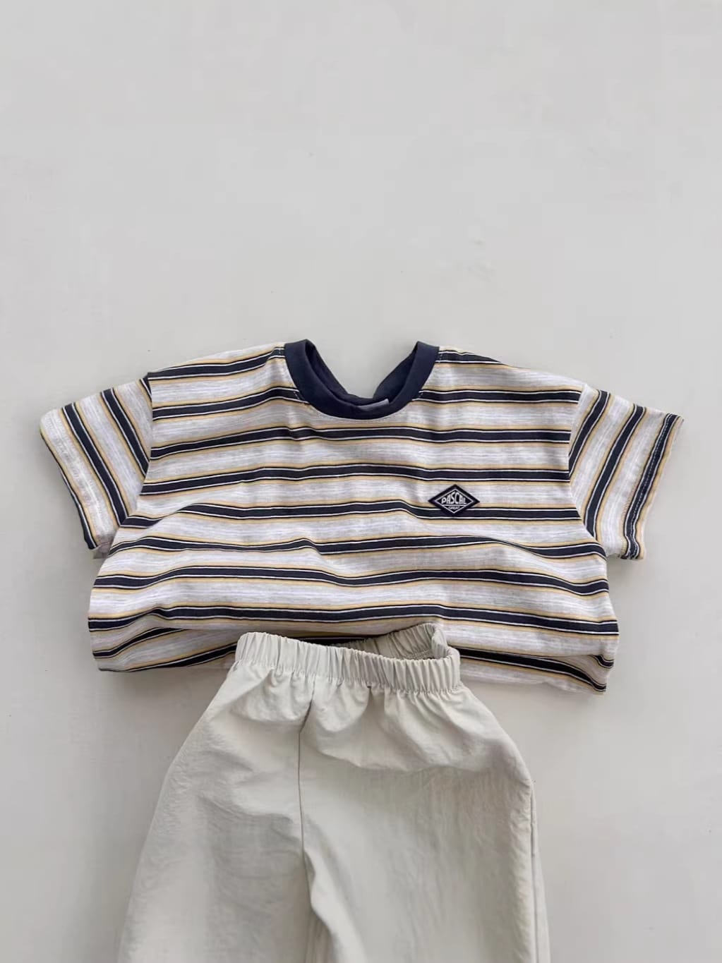 Multi-Stripe Summer Breathable Top マルチボーダー 半袖Tシャツ【mh0013272】 yi nian ni 半袖Tシャツ