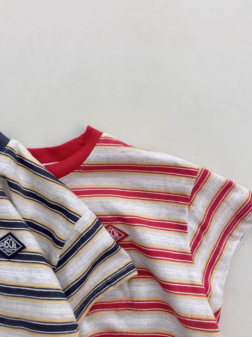 Multi-Stripe Summer Breathable Top マルチボーダー 半袖Tシャツ【mh0013272】 yi nian ni 半袖Tシャツ