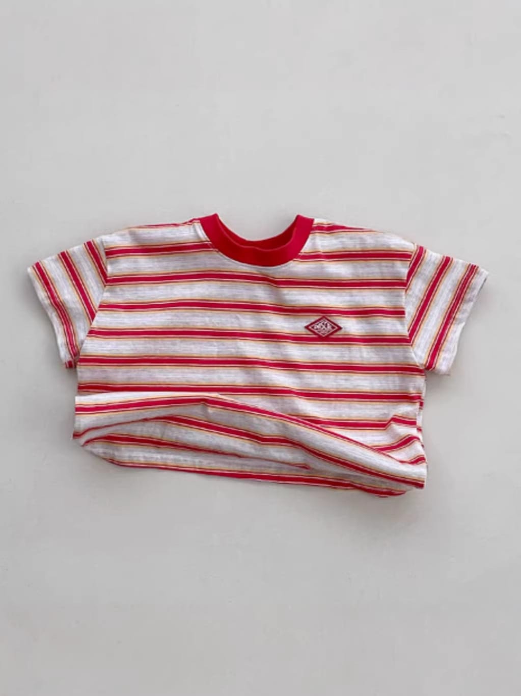 Multi-Stripe Summer Breathable Top マルチボーダー 半袖Tシャツ【mh0013272】 yi nian ni 半袖Tシャツ