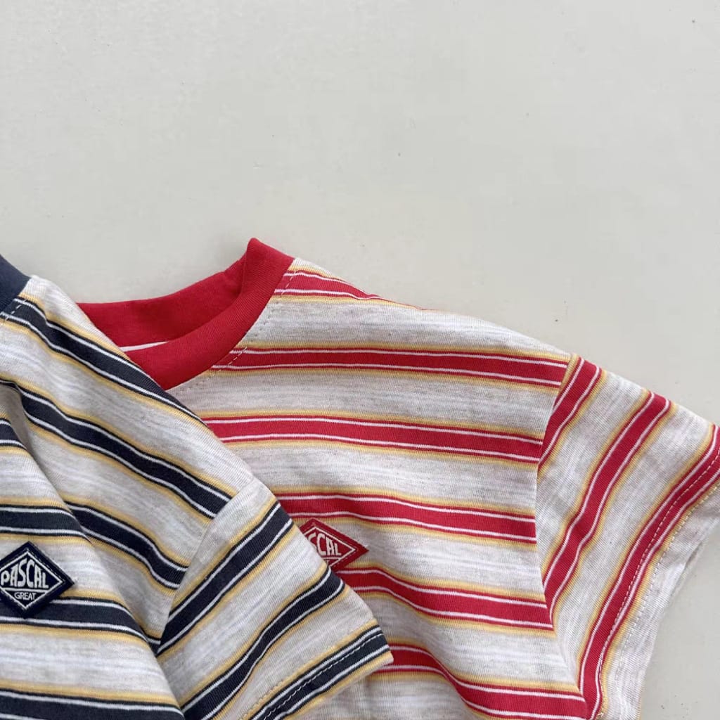 Multi-Stripe Summer Breathable Top マルチボーダー 半袖Tシャツ【mh0013272】 yi nian ni 半袖Tシャツ