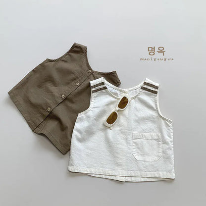 タンクトップ・キャミソール・ノースリーブトップス キッズトップス ノースリーブシャツ シンプルペーシック 2カラー【mh0006327】