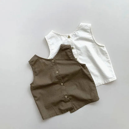 タンクトップ・キャミソール・ノースリーブトップス キッズトップス ノースリーブシャツ シンプルペーシック 2カラー【mh0006327】