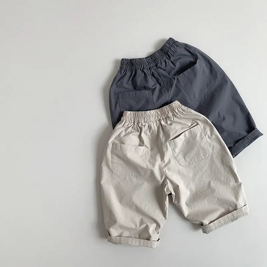 ロングパンツ・スウェットパンツ キッズパンツ ルーズクロップドパンツ シンプルベーシック 2カラー【mh0006344】