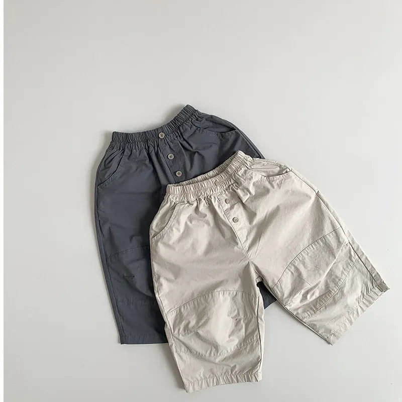 ロングパンツ・スウェットパンツ キッズパンツ ルーズクロップドパンツ シンプルベーシック 2カラー【mh0006344】