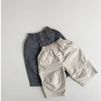 ロングパンツ・スウェットパンツ キッズパンツ ルーズクロップドパンツ シンプルベーシック 2カラー【mh0006344】