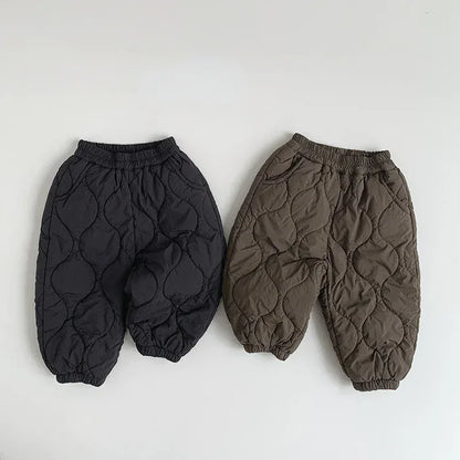 ロングパンツ・スウェットパンツ キッズパンツ キルティング防寒ロングルーズパンツ 2カラー【mh0007257】