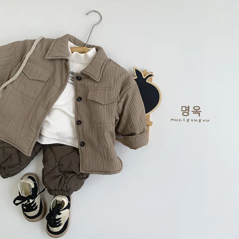 長袖シャツ・ブラウス キッズトップス 裏キルティング防寒長袖シャツジャケット 2カラー【mh0007585】