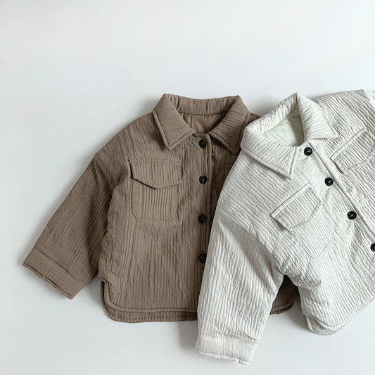 長袖シャツ・ブラウス キッズトップス 裏キルティング防寒長袖シャツジャケット 2カラー【mh0007585】