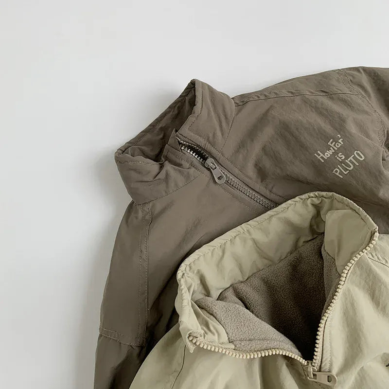 トレーナー・フーディ キッズトップス 裏フリースハーフジップスタンドカラー防寒プルオーバー 2カラー【mh0007587】