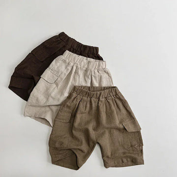 ハーフパンツ・ショートパンツ キッズパンツ コットンリネン カーゴハーフパンツ 3カラー【mh0005623】