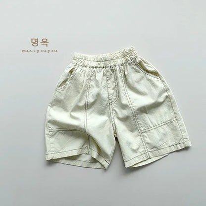 ハーフパンツ・ショートパンツ Apricot / 12M  80CM キッズパンツ デニムハーフパンツ シンプルベーシック 2カラー【mh0005524】