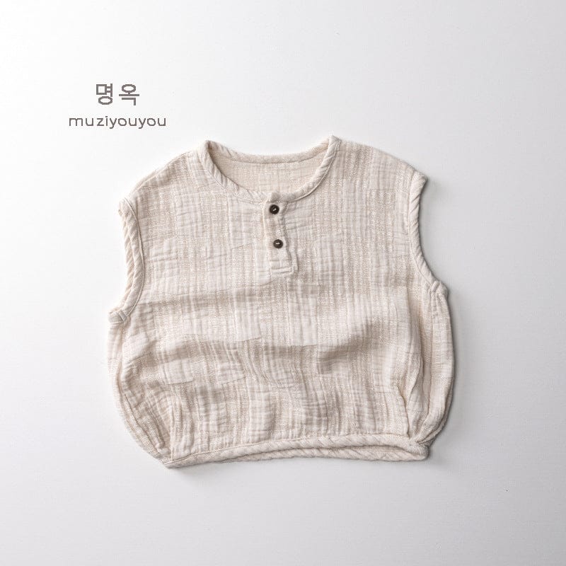 タンクトップ・キャミソール・ノースリーブトップス Apricot / 80cm シンプルナチュラルノースリーブシャツ【mh0010475】