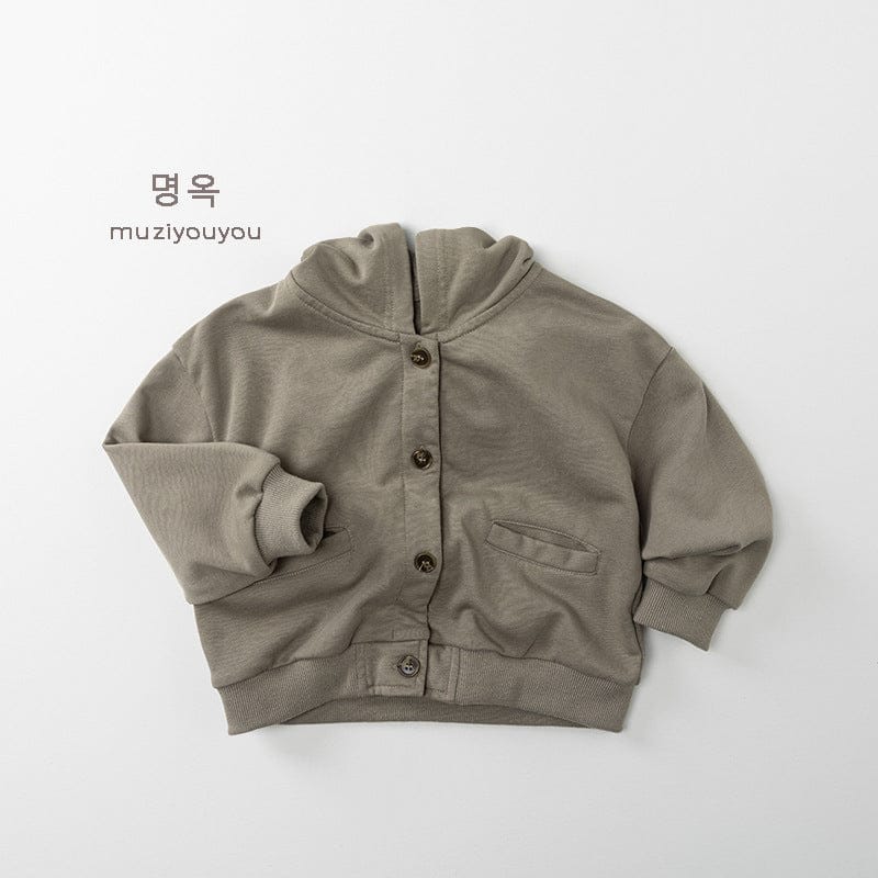 カーディガン・パーカー Apricot Gray / 80cm フロントボタンフーディスウェットジャケット【mh0010871】