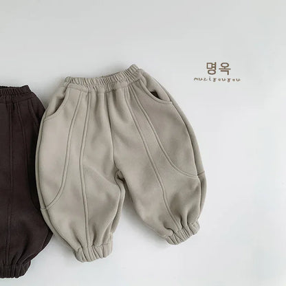 ロングパンツ・スウェットパンツ Beige / 80cm 12M キッズパンツ 裏フリースパッチワークロングスウェットパンツ【mh0008396】