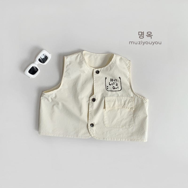 ベスト Beige / 80cm ワンポイントロゴフロントオープンベスト【mh0009586】