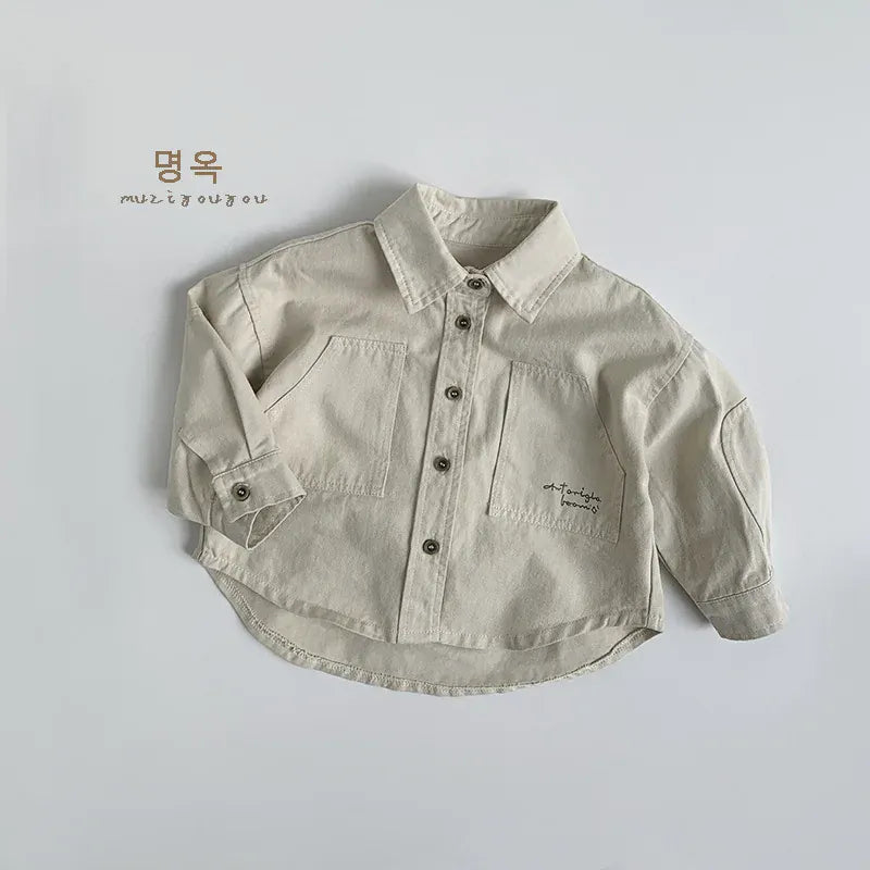 長袖シャツ・ブラウス Beige Apricot / 12M  80CM キッズトップス ビッグポケットロゴ長袖シャツ【mh0008850】