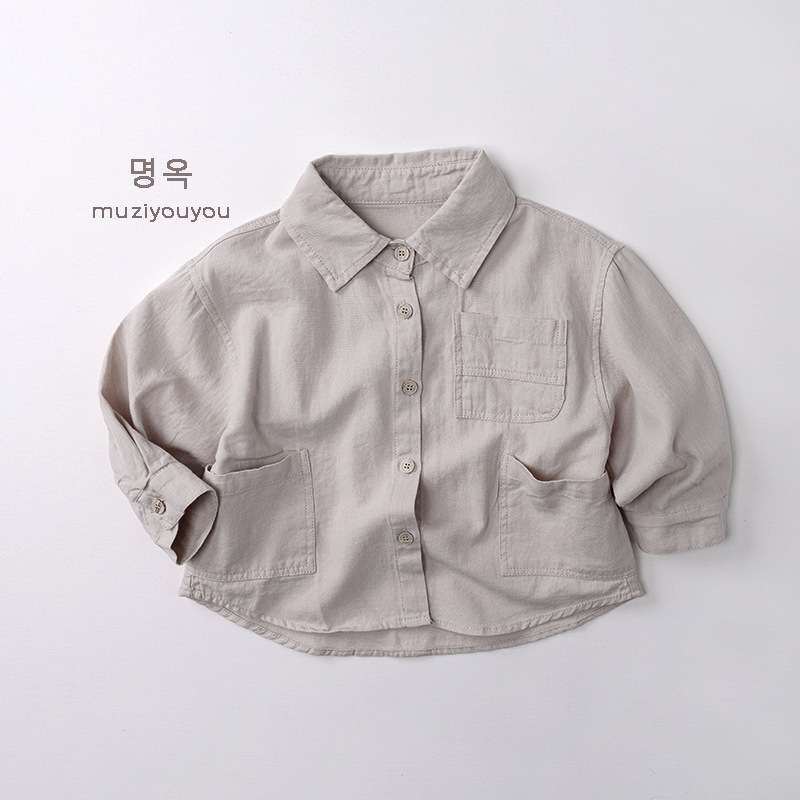 長袖シャツ・ブラウス Beige Gray / 80cm Versatile Casual Cotton Shirt 長袖シャツ【mh0012029】