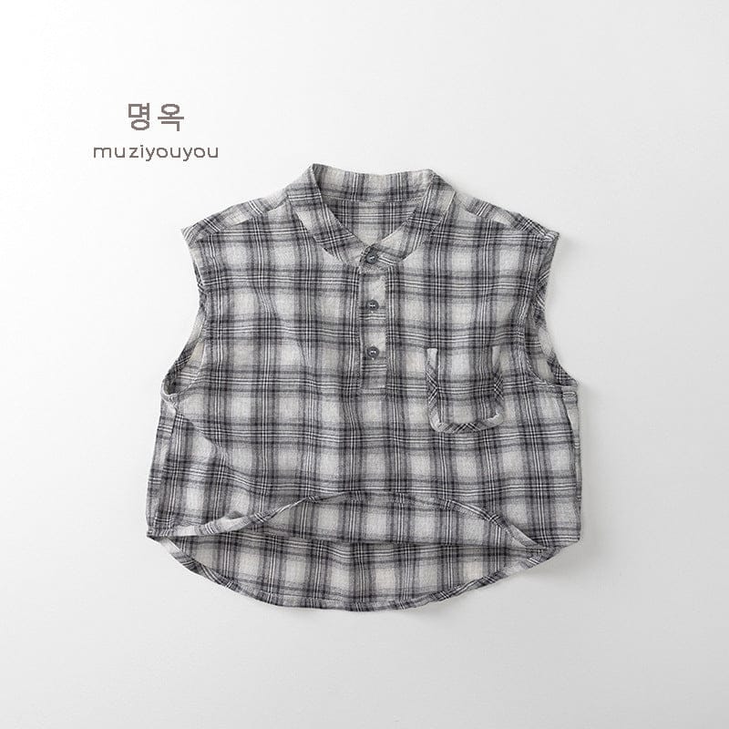 タンクトップ・キャミソール・ノースリーブトップス Black / 80cm チェックノースリーブシャツ【mh0010467】