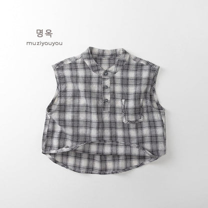 タンクトップ・キャミソール・ノースリーブトップス Black / 80cm チェックノースリーブシャツ【mh0010467】