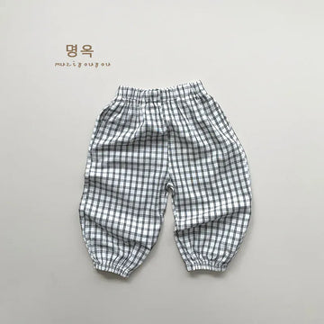ロングパンツ・スウェットパンツ black white plaid / 12M  80CM キッズパンツ サマージョガーパンツ 薄手パンツ チェック/ストライプ【mh0005519】