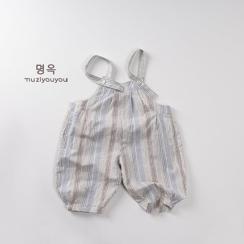 オーバーオール Blue / 80cm チェック/ストライプコットンオーバーオール【mh0009804】