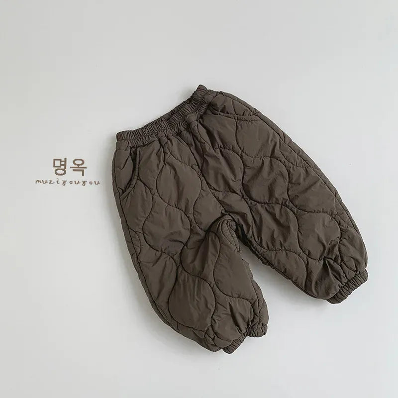 ロングパンツ・スウェットパンツ Brown / 80cm 12M キッズパンツ なみなみキルティング防寒ロングパンツ 暖パン【mh0007743】