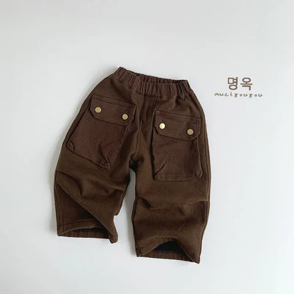 ロングパンツ・スウェットパンツ Coffee / 80cm 12M キッズパンツ 裏フリースビッグポケットルーズロングパンツ【mh0008401】
