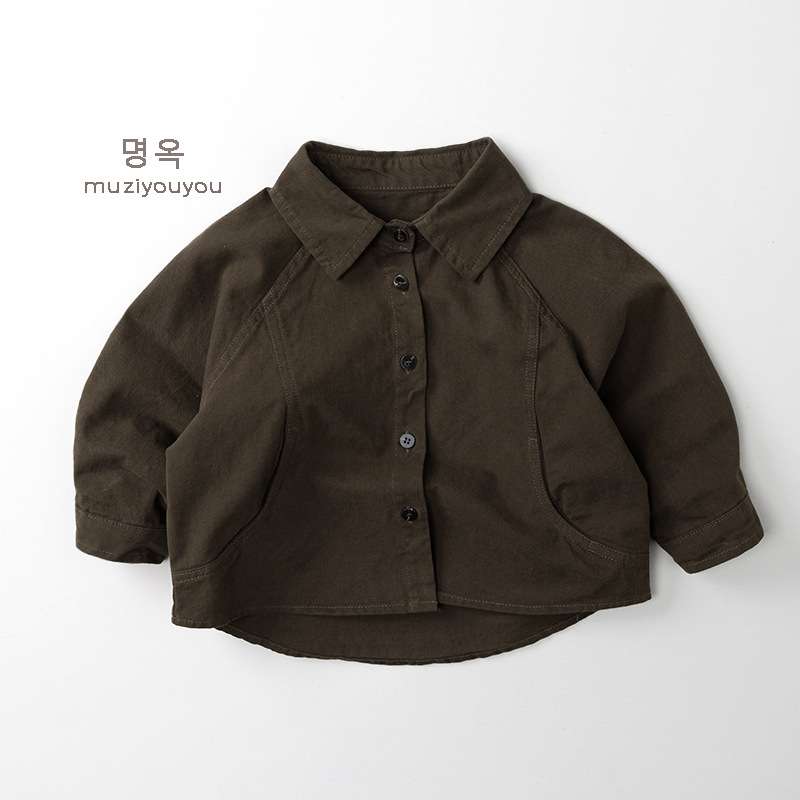 長袖シャツ・ブラウス Coffee / 80cm Long Sleeve Minimalist Shirt 長袖シャツ【mh0012015】