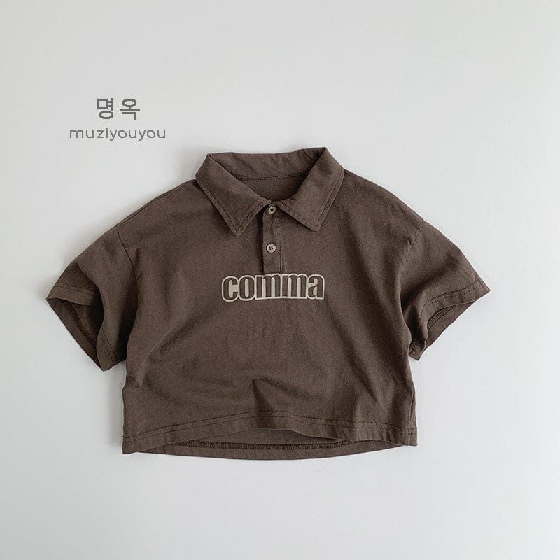 半袖シャツ・ブラウス Coffee / 80cm プリント半袖ポロシャツ【mh0009589】