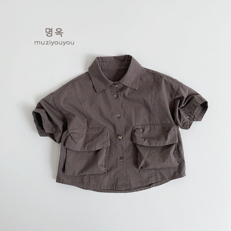 半袖シャツ・ブラウス Coffee / 80cm コットン薄手ワークウェアシャツ【mh0009590】