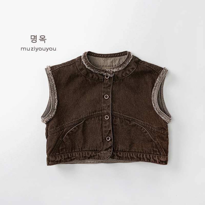 ベスト Coffee / 80cm Retro Style Versatile Vest ベスト【mh0012019】