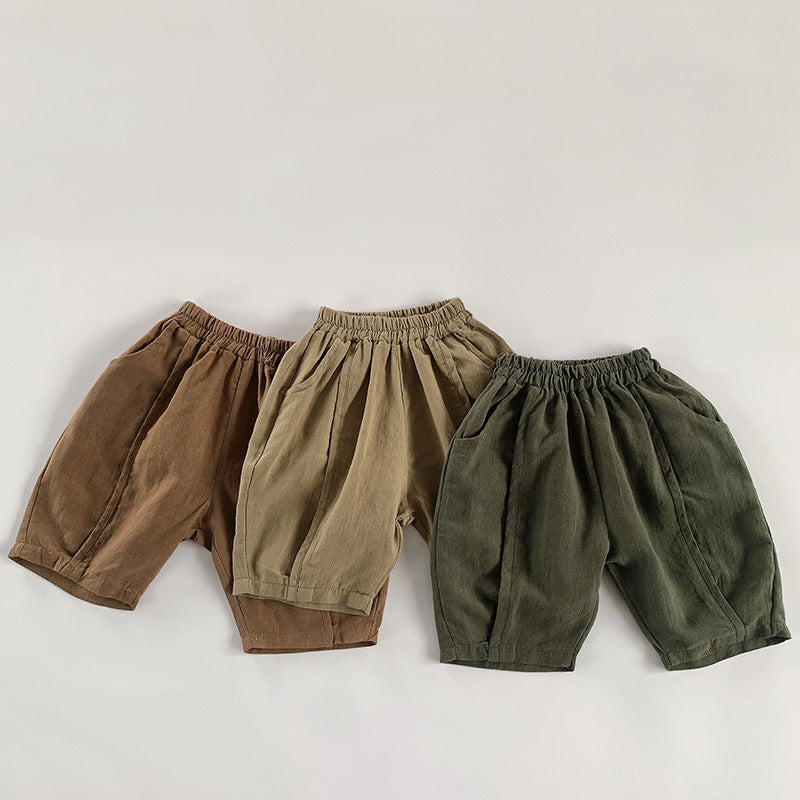 ロングパンツ・スウェットパンツ Cotton Linen Loose Cropped Pants コットンリネンセンタータックパンツ【mh0012241】