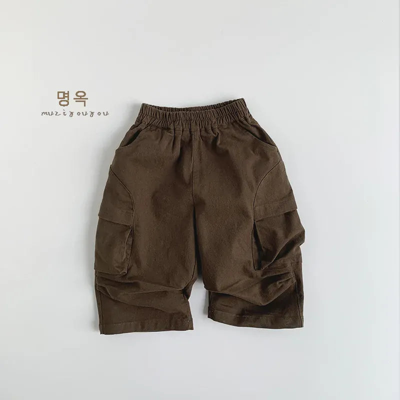 ロングパンツ・スウェットパンツ Dark Brown / 12M  80CM キッズパンツ ビッグポケットロングルーズワイドパンツ【mh0008855】