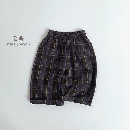 ロングパンツ・スウェットパンツ Dark Brown / 80cm レトロチェックルーズパンツ【mh0009585】