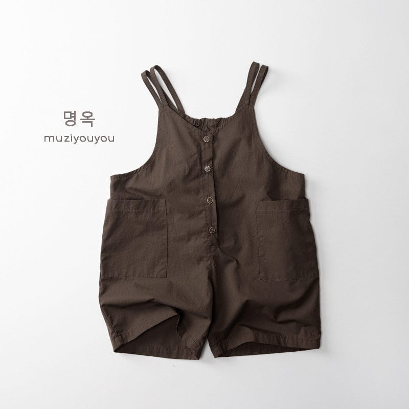 サロペットパンツ・サスペンダーパンツ Dark Brown / 80cm ダブルショルダーサマールーズサロペットオーバーオール【mh0010469】